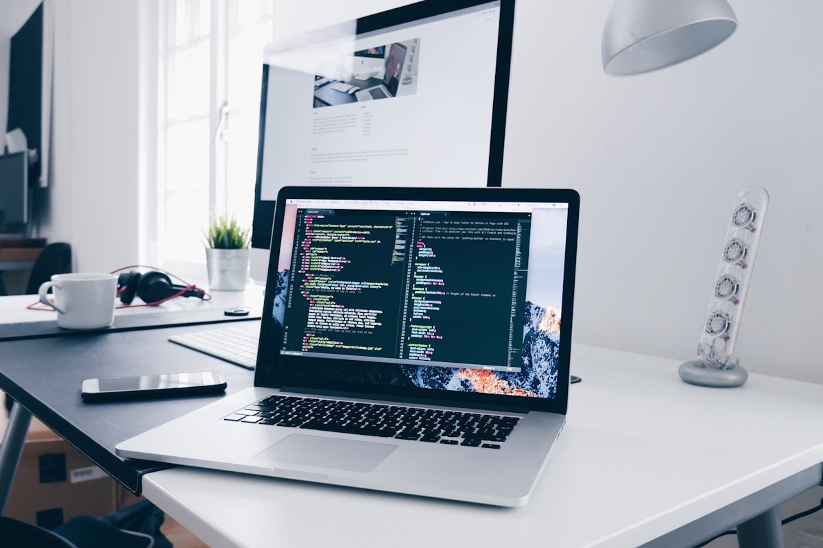 Code editor on screen
